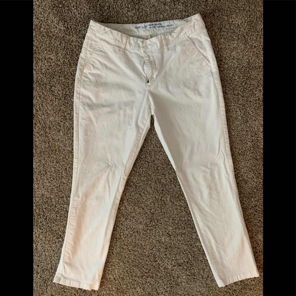 Skinny boyfriend khakis